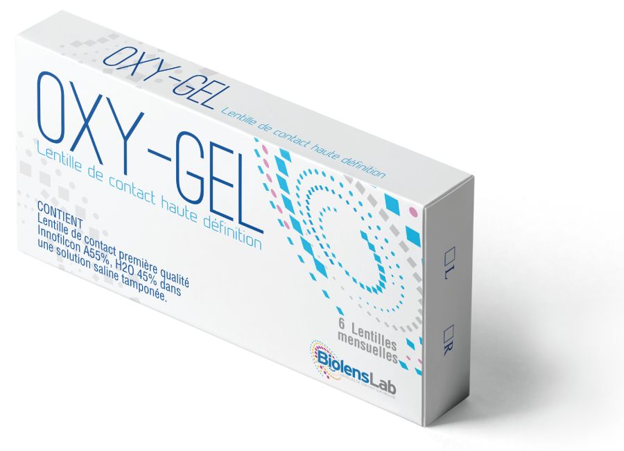 OXYGEL Lentille de contact souple jetable mensuelle.