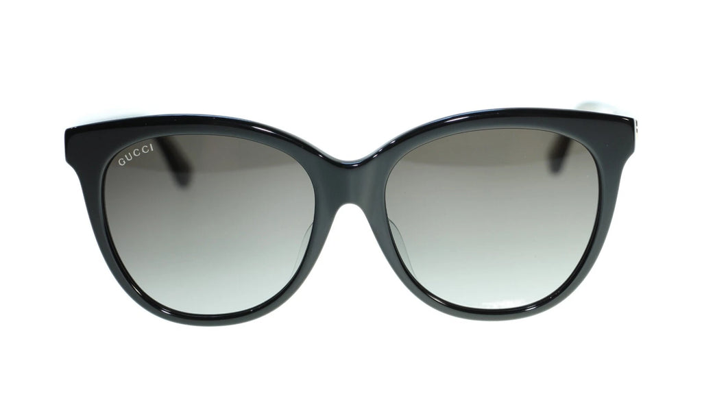 Gucci Women Oval Sunglasses GG0081SK 001 Black/Grey Gradient Lens 56mm Authentic