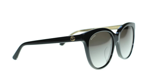 Gucci Women Oval Sunglasses GG0081SK 001 Black/Grey Gradient Lens 56mm Authentic
