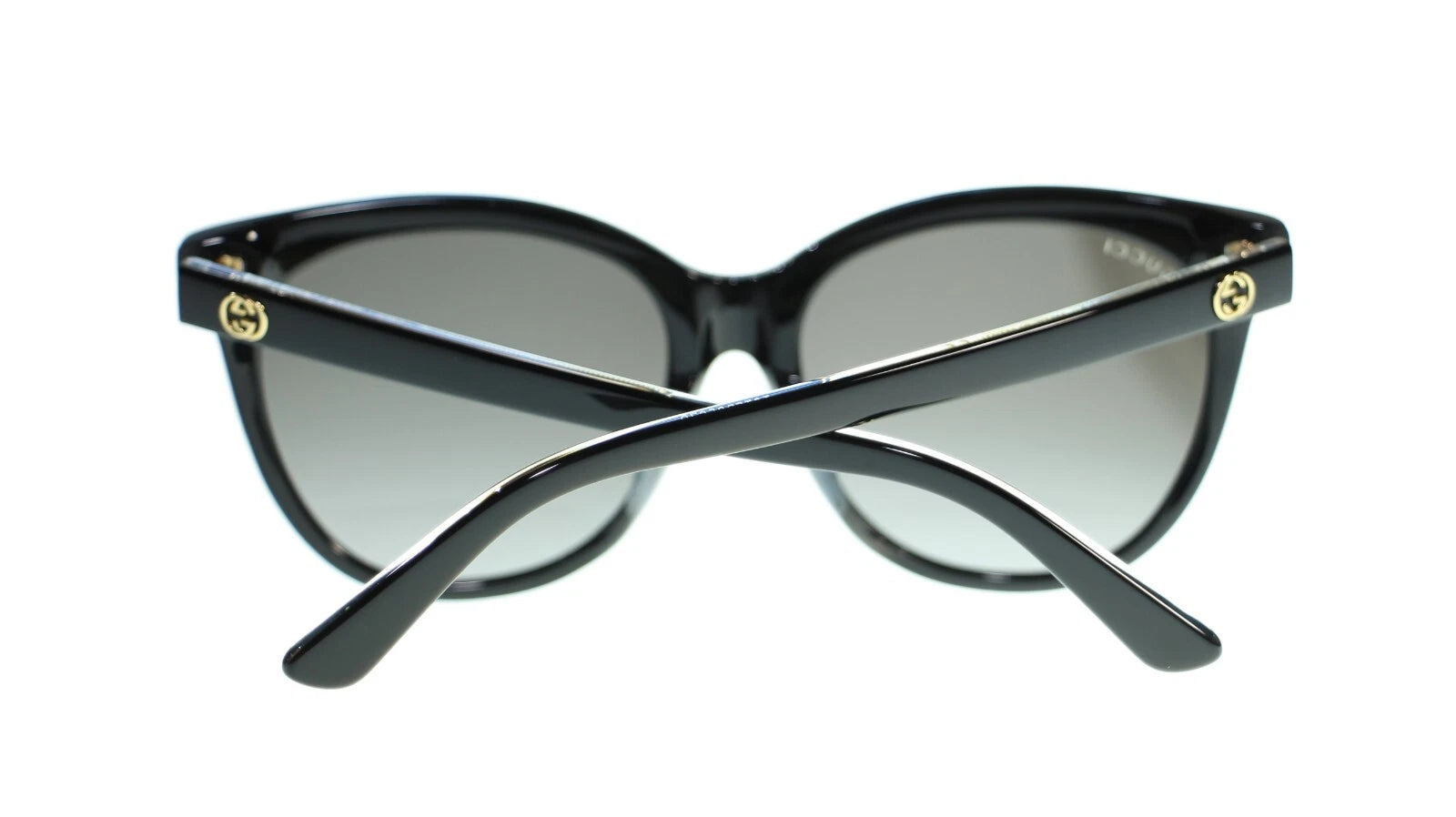 Gucci Women Oval Sunglasses GG0081SK 001 Black/Grey Gradient Lens 56mm Authentic